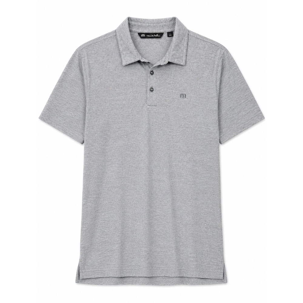 TravisMathew Men's Grey Confetti Fleck Short Sleeve Golf Polo Shirt Size L